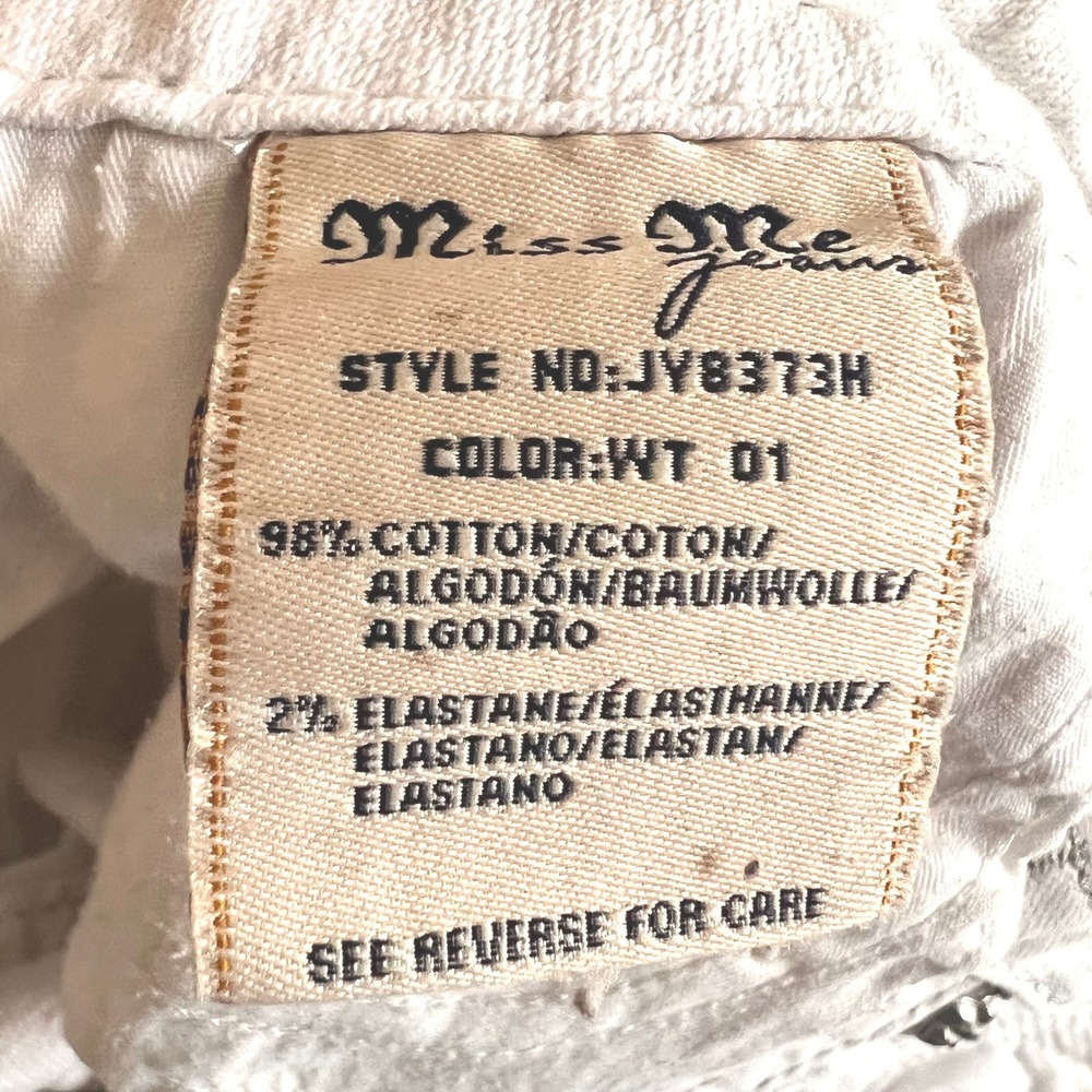 Miss Me Signature White Denim Shorts Embellished Sequin Flap Pocket Size 27 - Picture 8 of 11